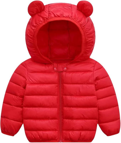 XMWEALTHY Baby Boys Girls Winter Coats Toddler Bear Hoods Down Jacket Infant Kids Light Puffer Padded Outwear 6M-3T