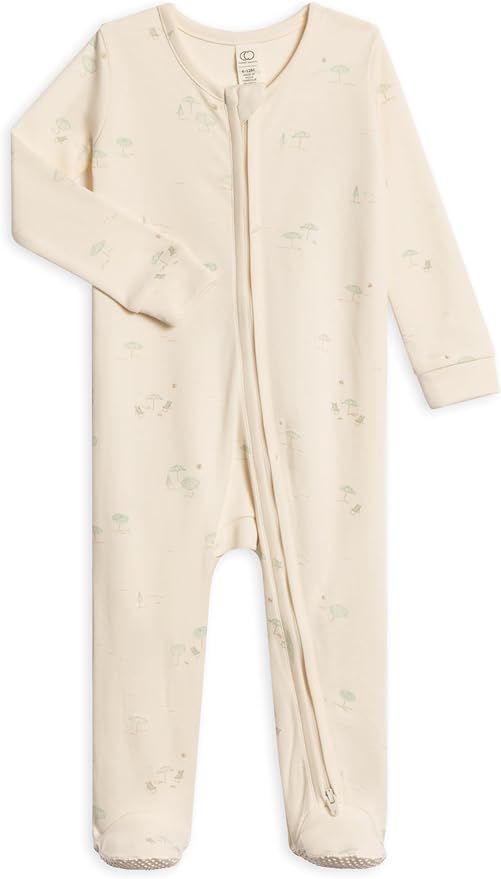 Colored Organics Baby Zip-Up Footed Sleeper with 2-Way Zipper - Newborn Organic Cotton Pajamas