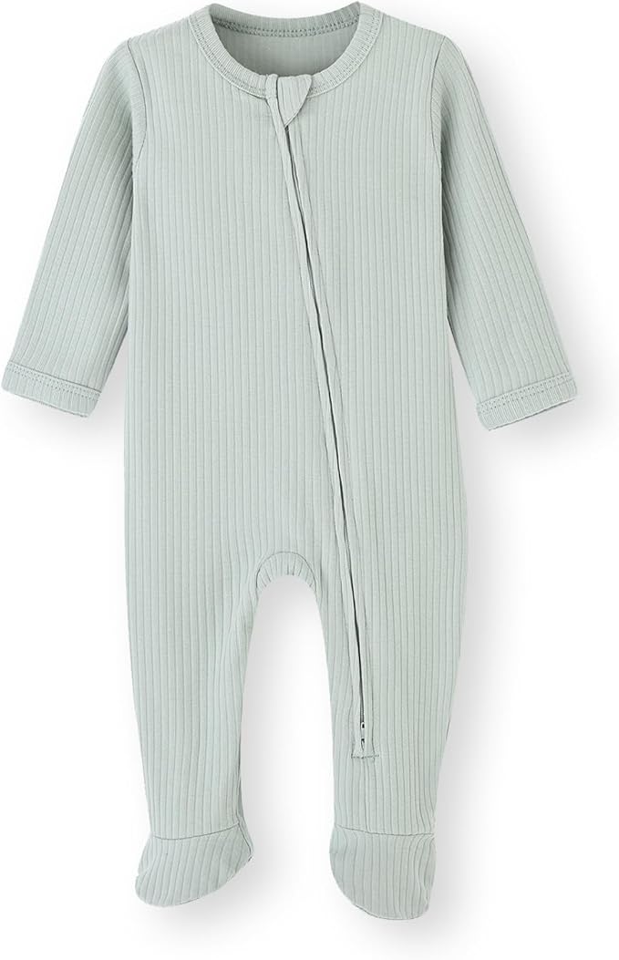ACESTAR Baby Footies Pajamas, 2-Way Zipper Baby Sleepers with Mitten Cuffs - Long Sleeve Baby Zip Up Onesie for 0-12 Months