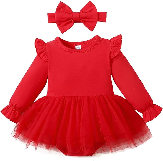 Magic Park 0-18M Infant Bodysuit Tutu Dress Baby Girl Romper Dress Toddler Solid Color Tulle Skirt Baptism Holidays Outfits