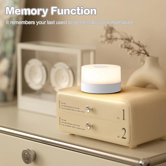 JUSHENG Baby Night Lights for Nursery, 3 Color Temperature Selectable & Dimmable, Rechargeable LED Bedside Lamps Touch Light for Nightstand, Breastfeeding, Nighttime Diaper Changes, White