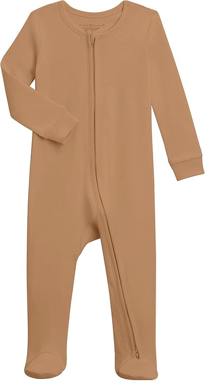 Colored Organics Baby Zip-Up Footed Sleeper with 2-Way Zipper - Newborn Organic Cotton Pajamas