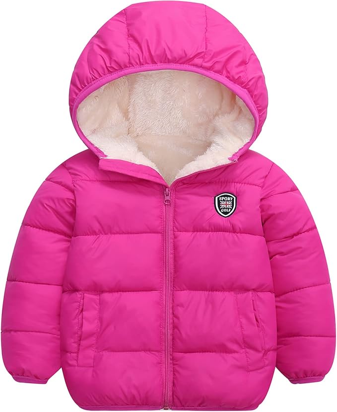 Happy Cherry Kids Boy's Girls Winter Coat Fleece Lined Thick Down Coats Puffy Jackets with Hood