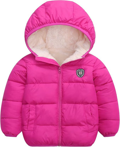 Happy Cherry Kids Boy's Girls Winter Coat Fleece Lined Thick Down Coats Puffy Jackets with Hood