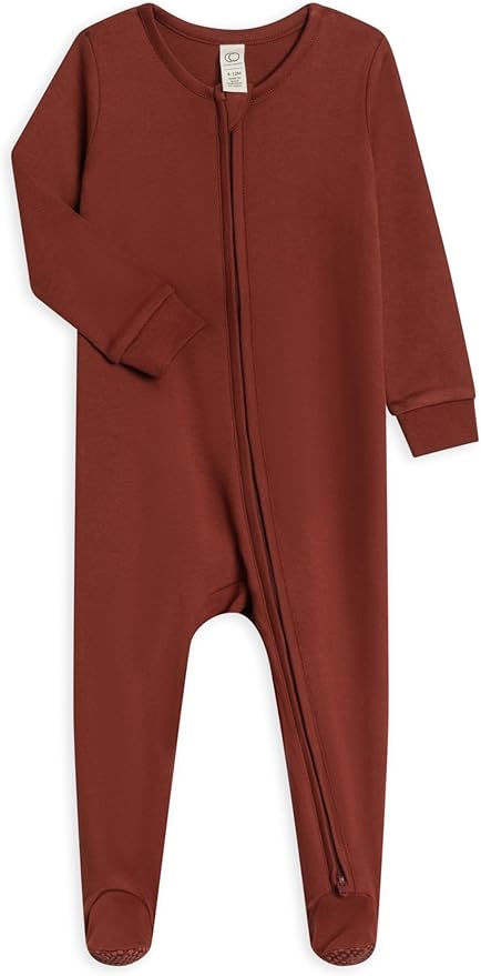 Colored Organics Baby Zip-Up Footed Sleeper with 2-Way Zipper - Newborn Organic Cotton Pajamas