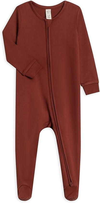 Colored Organics Baby Zip-Up Footed Sleeper with 2-Way Zipper - Newborn Organic Cotton Pajamas
