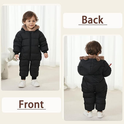 Baby Boys Girls Snowsuit Winter Clothes Suit Hooded Jumpsuit Romper Bear Outfit Infant Warm Coat Outwear Overcoat
