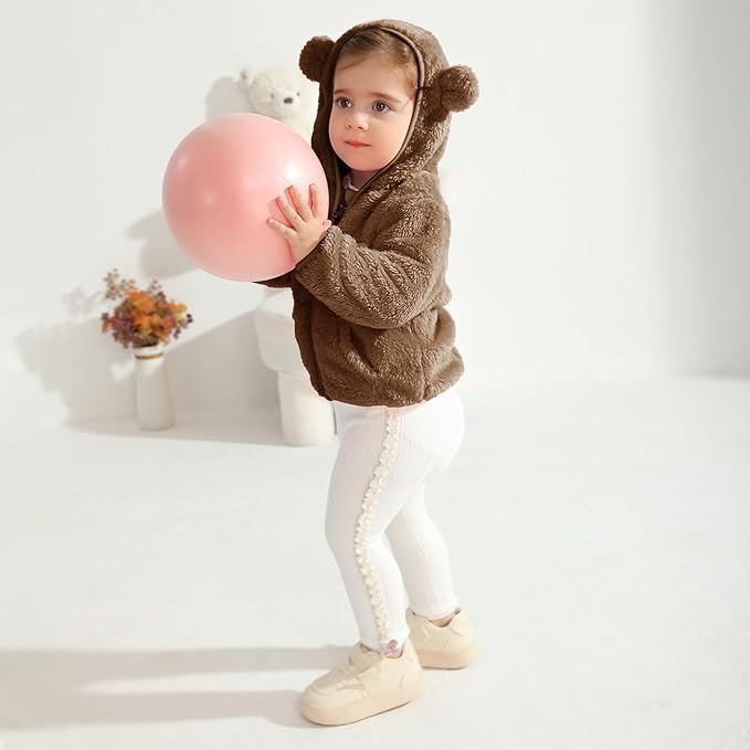 Baby Boys Girls Fleece Jackets Zip Up Hoodies Cute Bear Coats Fall Winter Fuzzy Jacket Newborn Boys Girls Outwear