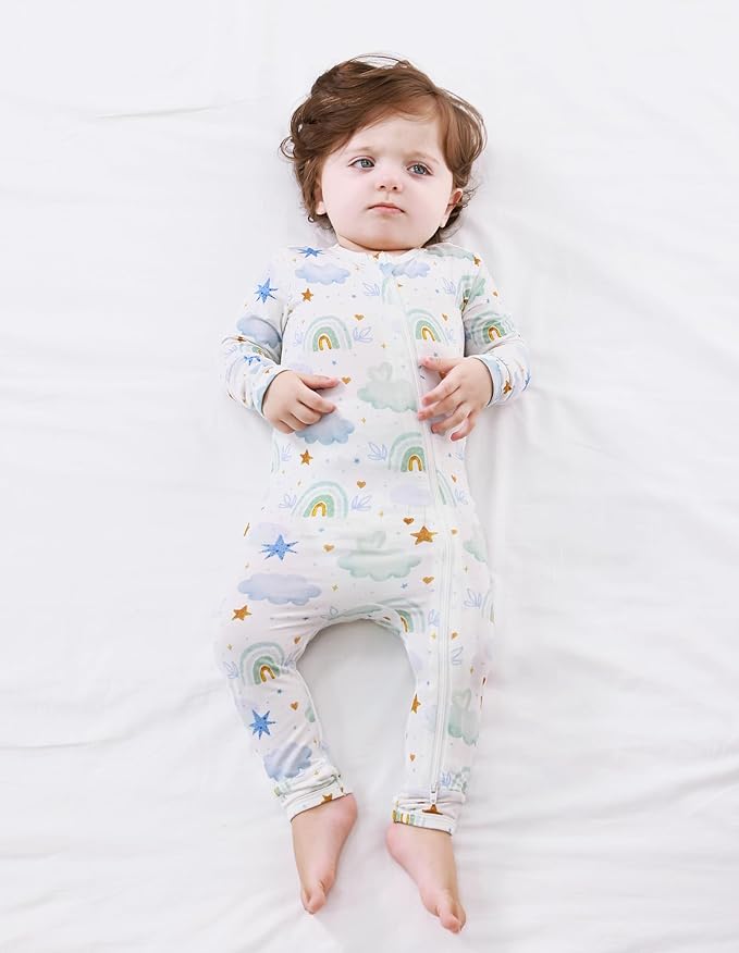 Baby Zippered Rompers Newborn Pajamas Sleepers Long Sleeve Jumpsuits Infant Zipper Romper-Viscose from Bamboo