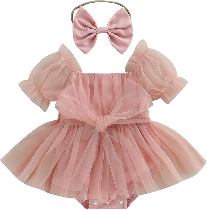 Sasaerucure Infant Baby Girl Summer Outfits Sleeveless Dress Romper Lace Tutu Onesie One Piece Ruffle Bodysuit
