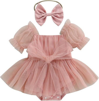 Sasaerucure Infant Baby Girl Summer Outfits Sleeveless Dress Romper Lace Tutu Onesie One Piece Ruffle Bodysuit