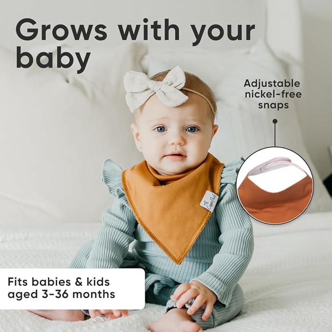 Copper Pearl 4 Pack Soft Cotton Baby Bibs for Drooling and Teething, Absorbent Drool Bibs for Baby Girl and Boy, Adjustable to Fit Newborns to Toddlers, Tons of Styles (Ferra)