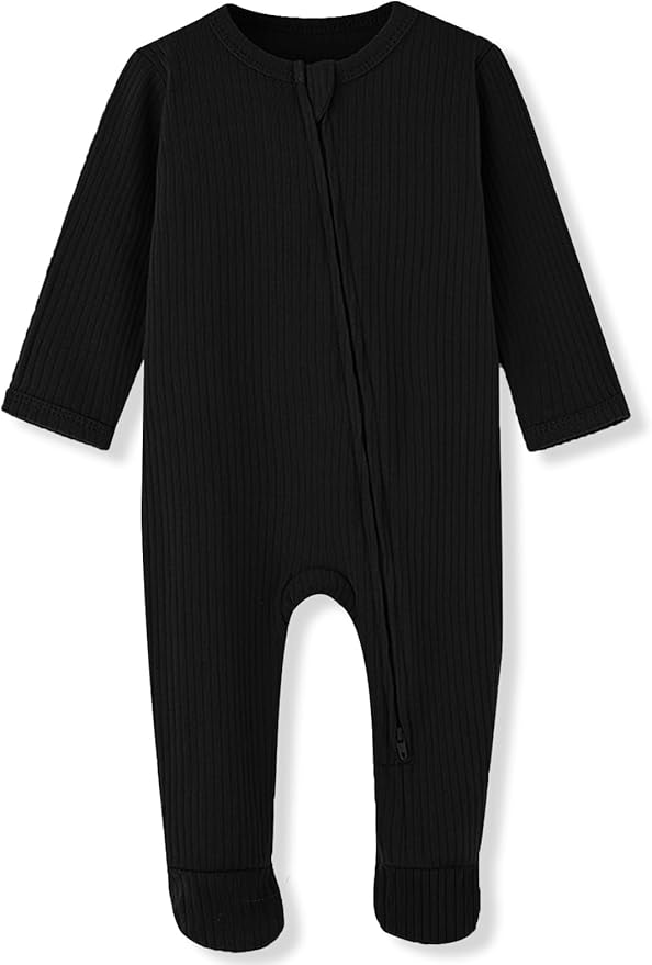 ACESTAR Baby Footies Pajamas, 2-Way Zipper Baby Sleepers with Mitten Cuffs - Long Sleeve Baby Zip Up Onesie for 0-12 Months