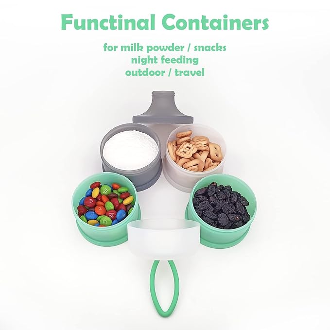 Formula Dispenser Container, Portable Milk Powder Dispenser, Baby Feeding Travel Storage Container, Non-Spill Stackable Baby Snack Storage Container, BPA Free, 4 Compartments