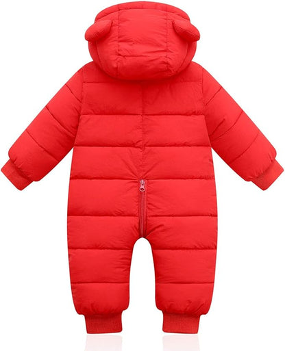 Happy Cherry Baby Snowsuit Winter Coat Warm Hoodie Romper Puffer Jacket