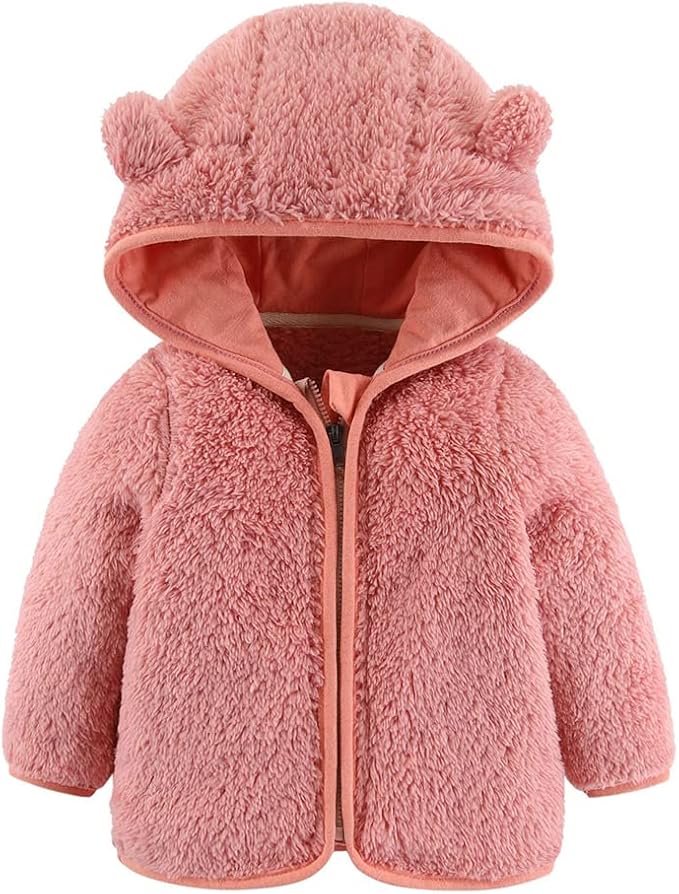 Gajaous Infant Baby Boys Girls Cartoon Fleece Jacket Hooded Coat with Ears Warm Zipper Up Outwear