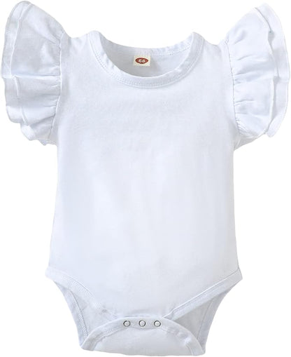 Baby Girl Solid Color Romper Infant Ruffle Sleeve Bodysuit One Piece Outfit Toddler Jumpsuit clothes
