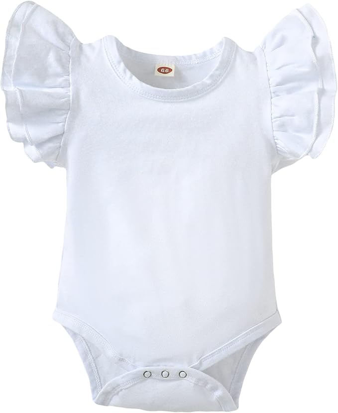 Baby Girl Solid Color Romper Infant Ruffle Sleeve Bodysuit One Piece Outfit Toddler Jumpsuit clothes