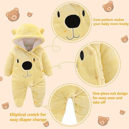 ALLAIBB Baby Newborn Snowsuit Winter Hooded Footie Fleece Jumpsuit for Infant Girls Boys