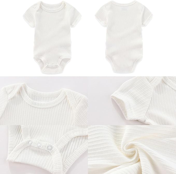 Four Seasons Baby Boy Girl Bodysuits 5-Pack Cotton Comfort Short Sleeve Baby Clothes Soft Infant Outfits