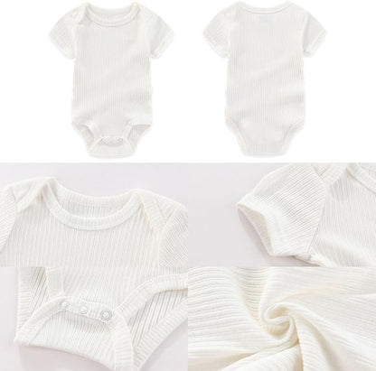 Four Seasons Baby Boy Girl Bodysuits 5-Pack Cotton Comfort Short Sleeve Baby Clothes Soft Infant Outfits