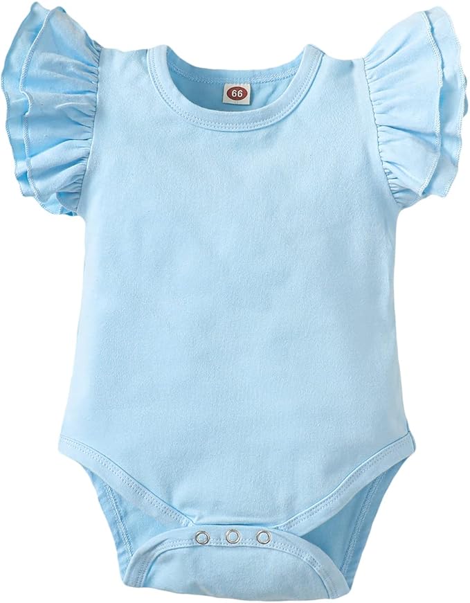 Baby Girl Solid Color Romper Infant Ruffle Sleeve Bodysuit One Piece Outfit Toddler Jumpsuit clothes