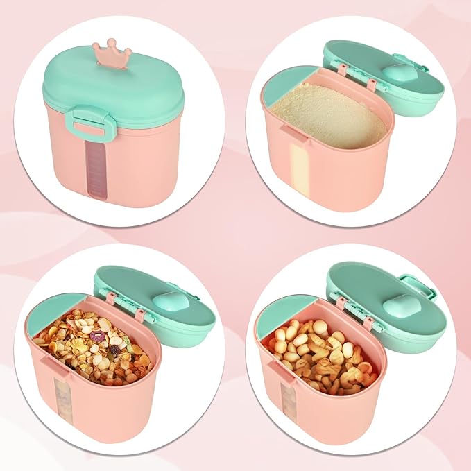 Accmor Baby Formula Dispenser On The Go, Portable Milk Powder Formula Dispenser with Scoop,Formula Containers for Travel Hold 12.7oz/360g Formula, Pink