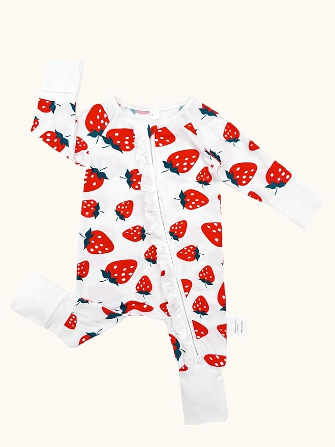 Bow Dream Bamboo Rayon Baby Boy Romper Footed Long Sleeve Footies Newborn Girl Clothes Footless with Zipper and Mitten Cuffs