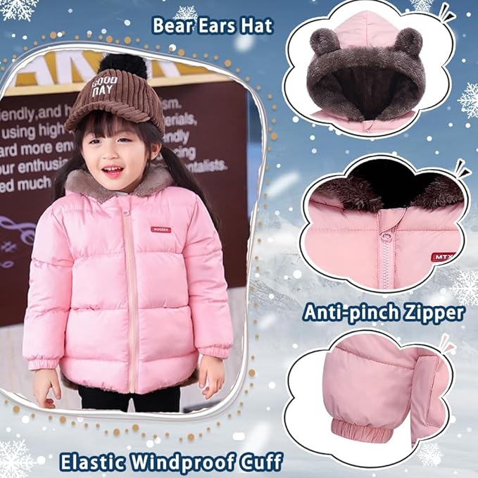 Fairy Baby Infant Baby Winter Coat Cute Teddy Bear Hooded Jacket Warm Fleece Outerwear Windproof Toddler Boys Girl 6M-4T