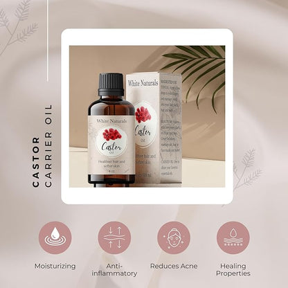 Organic Castor Oil, 100% Pure Natural, Cold Pressed for Essential Oils Mixing Natural Dry Skin Moisturizer Body & Face Care, Eyelash Caster Oil, Eyelashes Eyebrows Lash & Hair Growth Serum 4oz