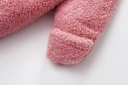 Baby Furry Jumpsuit Infant Bear Onesies Zipper Long Sleeve One-Piece Romper Hoodie Baby Outwear Snowsuit