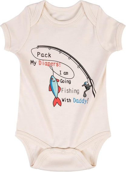 Cnins Funny Baby Bodysuit & Daddy Matching Cotton Outfit for Wild One 1st Birthday, Unisex Newborn Infant Clothes 0-24M