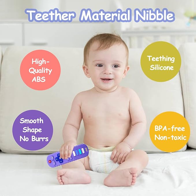 2Pcs Silicone Teething Toys, Remote Control Shape Teethers for Babies Remote Teething Toys, Silicone TV Remote Teether BPA Free/Dishwasher/Refrigerator Safe