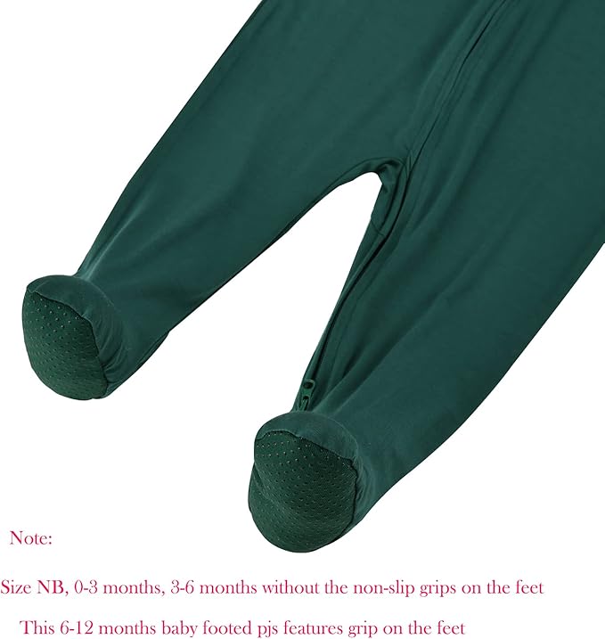 Aablexema Baby Zipper Pajamas Bamboo Rayon, 3pcs Unisex Infant Onesie with Mitten Long Sleeve Footed Pjs