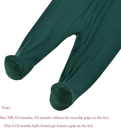 Aablexema Baby Zipper Pajamas Bamboo Rayon, 3pcs Unisex Infant Onesie with Mitten Long Sleeve Footed Pjs