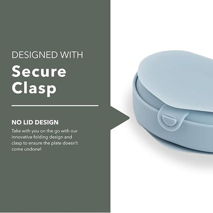 Miniware Baby Travel Plate with Suction - Foldable Silicone Baby Travel Essential to Promote Self-Feeding - Dishwasher Safe, BPA Free, Food Grade Silicone Baby Plate for On The Go - Chickory Silifold