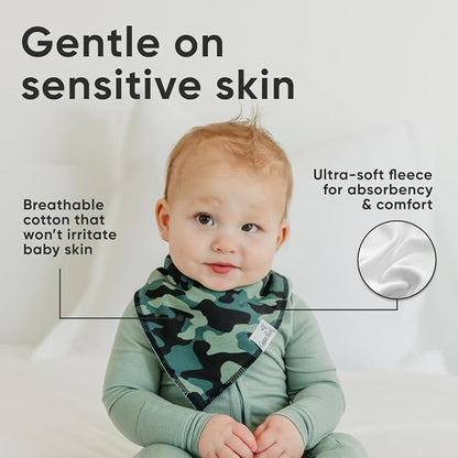 Copper Pearl 4 Pack Soft Cotton Baby Bibs for Drooling and Teething, Absorbent Drool Bibs for Baby Girl and Boy, Adjustable to Fit Newborns to Toddlers, Tons of Styles (Diesel)