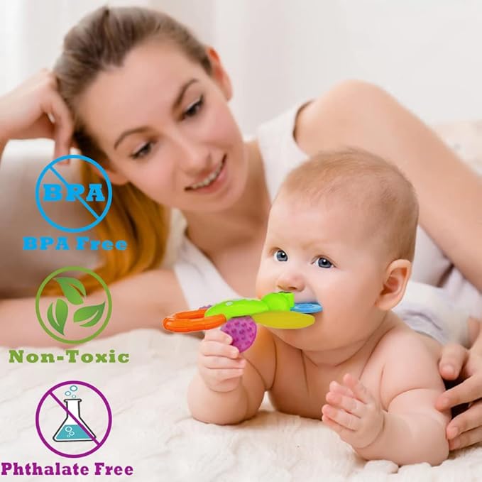 9pcs Baby First Rattle Teether Toy Gift Set with Storage Box for Infant Newborn Baby Boy 0 3 6 9 12 18Month Blue