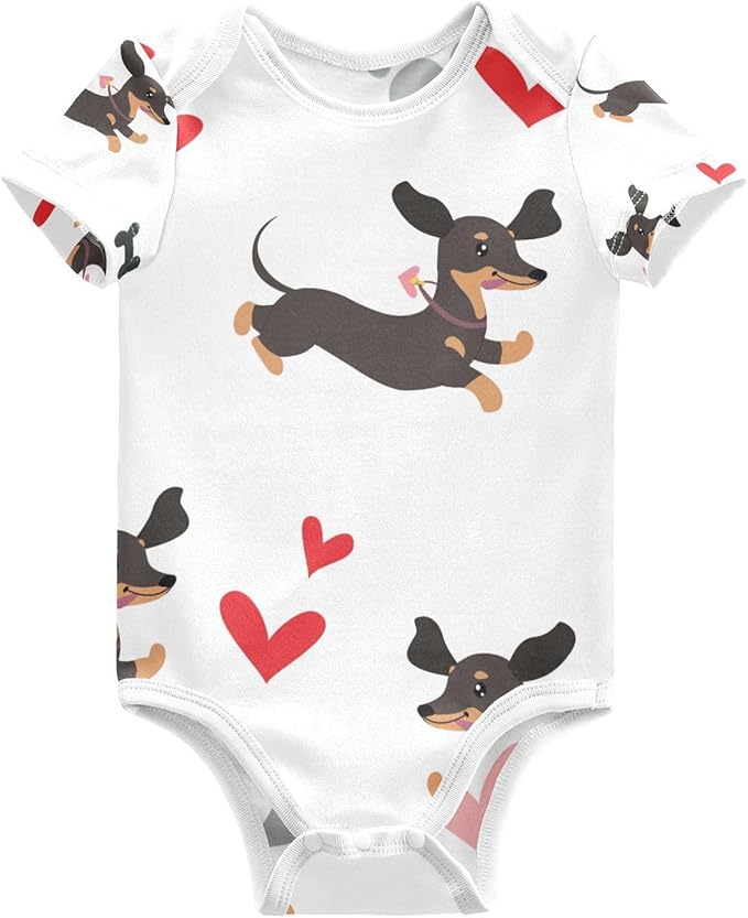 vvfelixl Dachshund Dog Baby Clothes for Boy Girl,Baby One-Piece Bodysuit for 0-24 Months,Short Sleeve