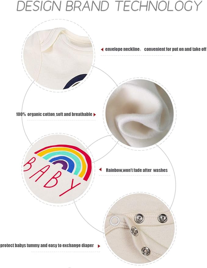 Cnins Newborn Baby Bodysuit - Pregnancy Announcement & Infant Loss Gift, Coming Soon & Rainbow Design Coming Home Outfit