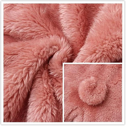 CAHL&FAUO Newborn Snowsuit Baby Cartoon Bear Onesie Warm Fleece Hooded Romper Jumpsuit