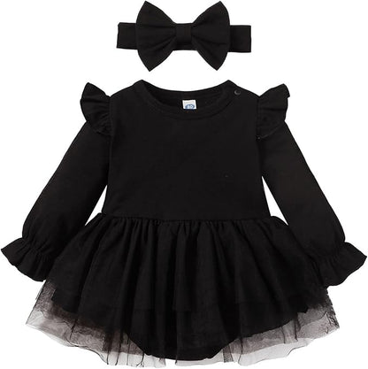 Magic Park 0-18M Infant Bodysuit Tutu Dress Baby Girl Romper Dress Toddler Solid Color Tulle Skirt Baptism Holidays Outfits