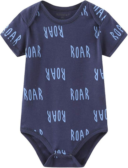 Kiddiezoom Newborn Baby Unisex Cotton One-Piece Bodysuits Baby Gift 5-Pack Baby Clothes