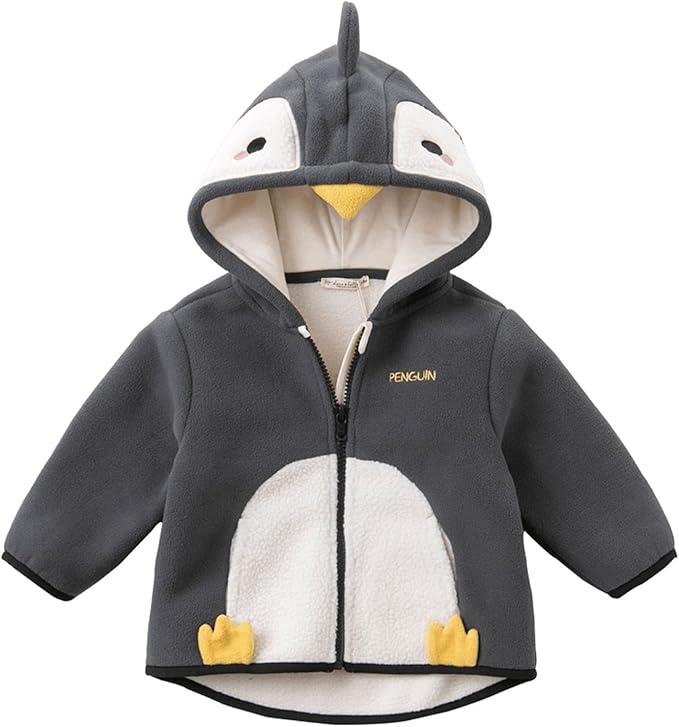 DAVE&BELLA Toddler Fleece Jacket, Baby Boys Girls Animal-shaped Hooded Zipper Long Sleeve Warm Spring Autumn Outerwear Coat