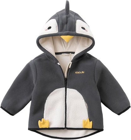 DAVE&BELLA Toddler Fleece Jacket, Baby Boys Girls Animal-shaped Hooded Zipper Long Sleeve Warm Spring Autumn Outerwear Coat