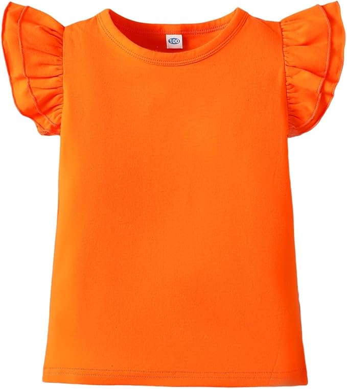 12M-14Y Toddler Baby Girls T Shirt Solid Color Blouse Ruffle Top Cotton Casual Tees Plain Shirt