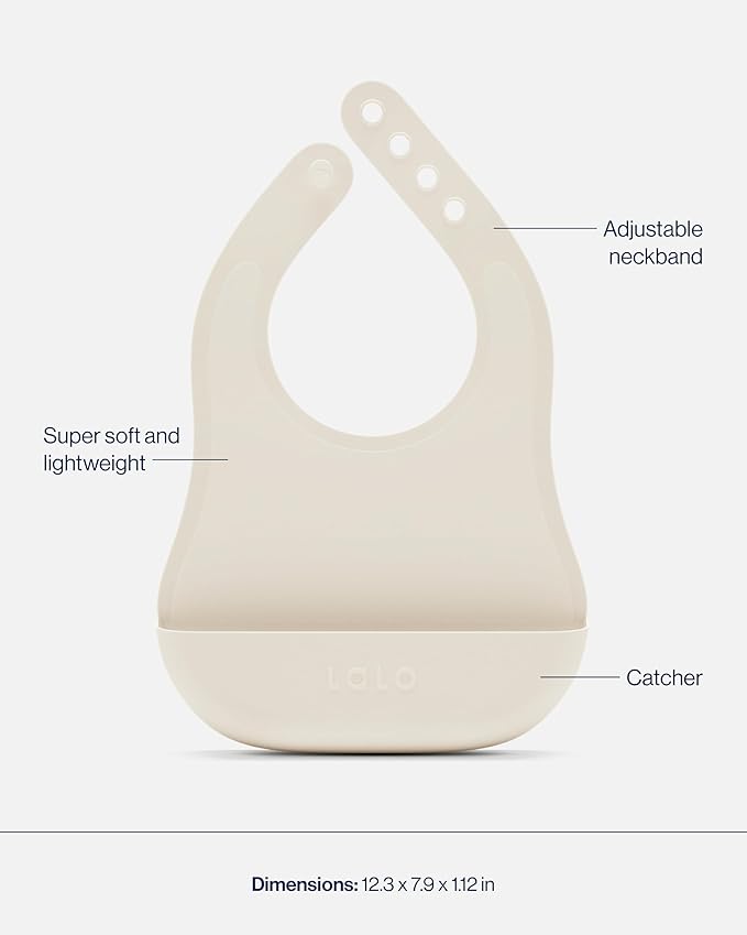 Lalo First Bites Silicone Baby Feeding Set - Baby Led Weaning Supplies - Non-Toxic Silicone - Includes 1 Bib, 2 Spoons, Training Cup, Suction Plate and Bowl - 6 Pieces - Oatmeal