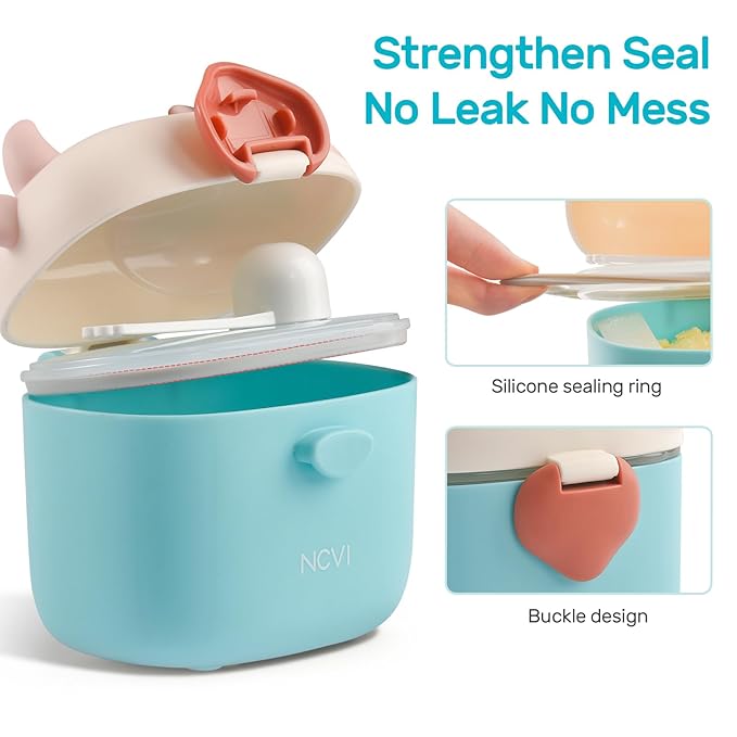 NCVI Baby Formula Dispenser On The Go, Formula Container To Go, Formula Holder for Travel, Outdoor Picnic with Baby Infant, Portable Container for Milk Powder, Snacks, Candy, Fruits (Green)