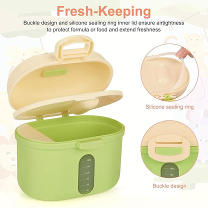 Accmor Baby Formula Dispense On The Go, Portable Milk Powder Formula Dispenser with Scoop,Formula Containers for Travel Hold 8.5oz/240g Formula,Green