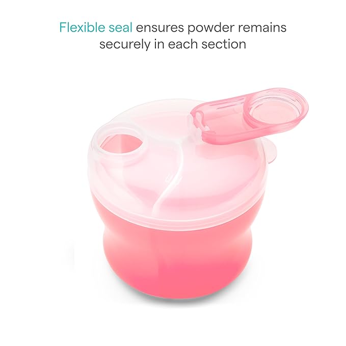 Munchkin Formula Dispenser for Baby Bottle Feeding On The Go, Easy-Pour Spout for Powdered Formula & Cereal, 3 Compartments, 9 Ounce, Pink